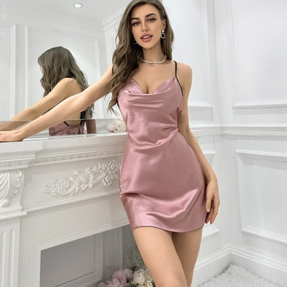Nuisette d’Été Femme – Effet Soie et Dos Nu Croisé