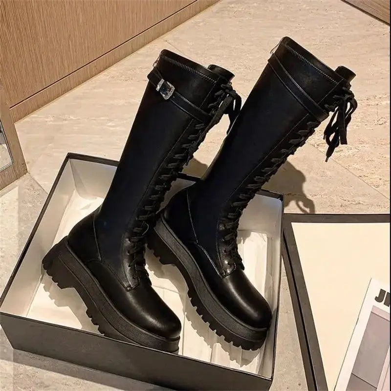 Bottes à lacets à plateforme pour femmes