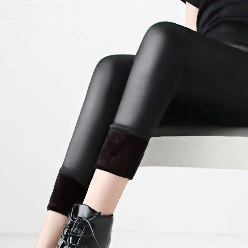 Leggings taille haute Imitation cuir pour femmes