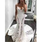 Robe de mariée sirène transparente à bretelles spaghetti pour femmes