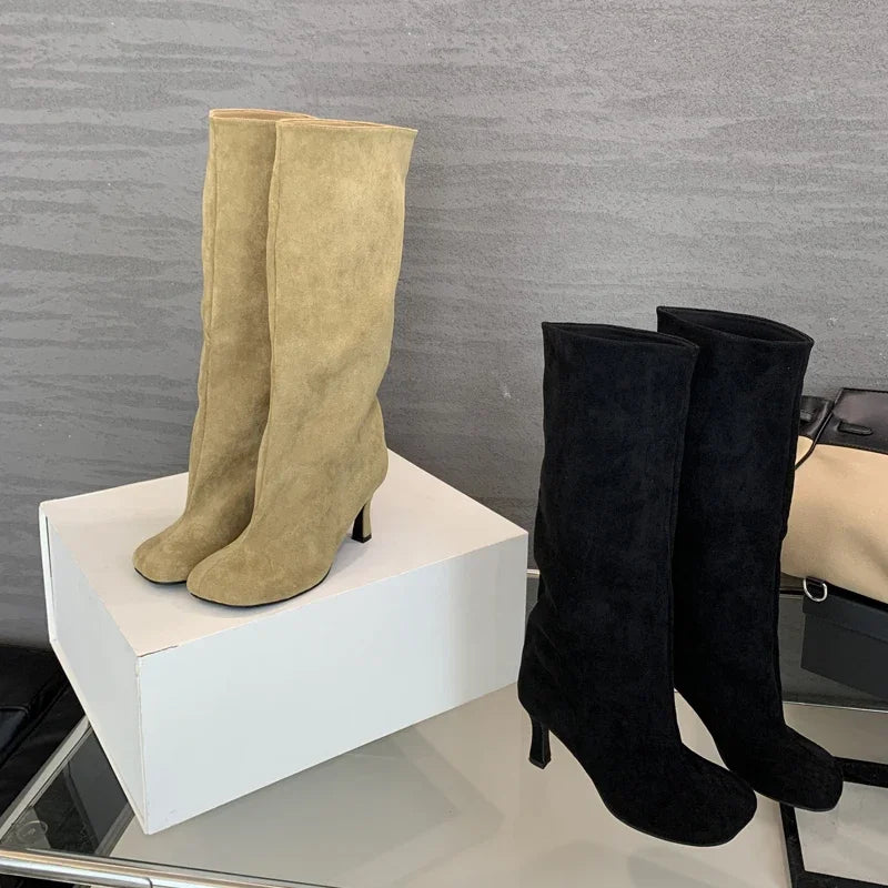 Bottes hautes à bout rond pour femmes