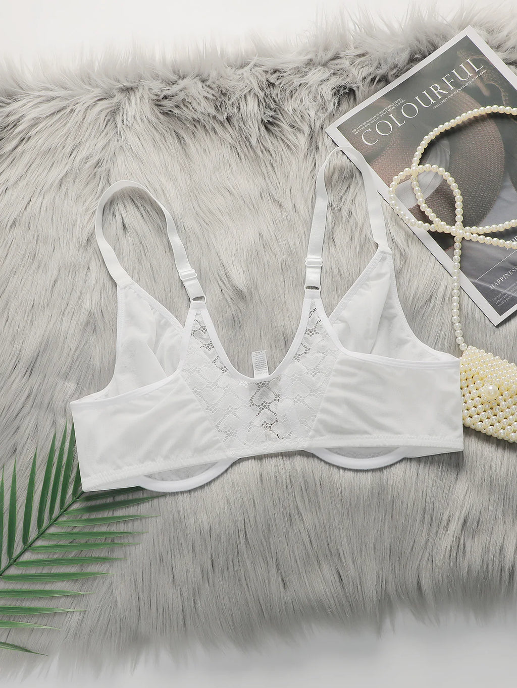 Soutien-gorge grande taille en dentelle brodée avec bouton avant pour femmes