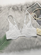 Soutien-gorge grande taille en dentelle brodée avec bouton avant pour femmes