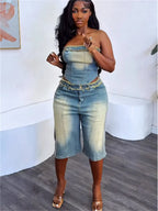 Ensemble 2 Pièce en jeans Shorts et top pour femmes