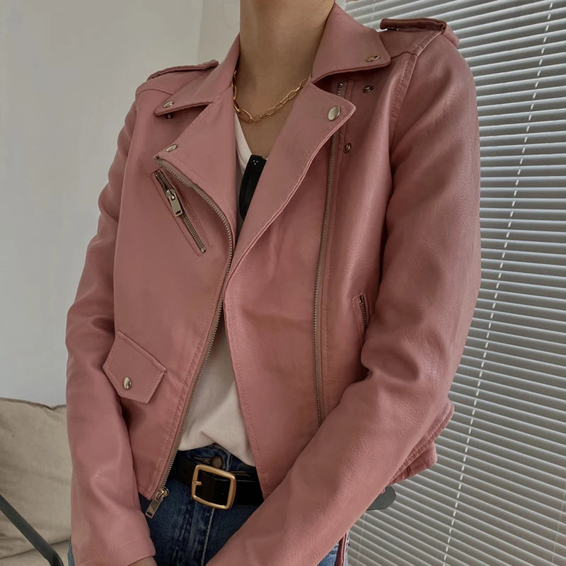 Veste en cuir, cuir PU pour femmes