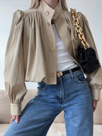 Veste courte tendance à col montant pour femmes