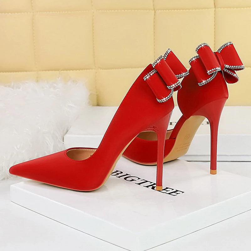 Escarpins à talons hauts avec nœud papillon au dos en biscuits pour femmes