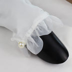 Gants de poignet courts en satin et tulle blanc pour femmes