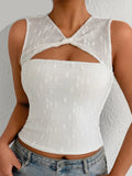 Top court sexy sans manches en dentelle pour femmes