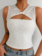 Top court sexy sans manches en dentelle pour femmes