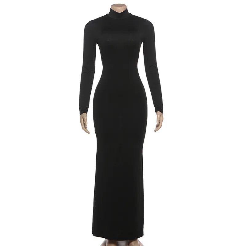 Robe longue moulante à dos nu et lacets pour femmes