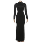 Robe longue moulante à dos nu et lacets pour femmes