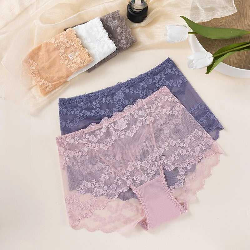Culotte sexy en dentelle brodée de fleurs pour femmes
