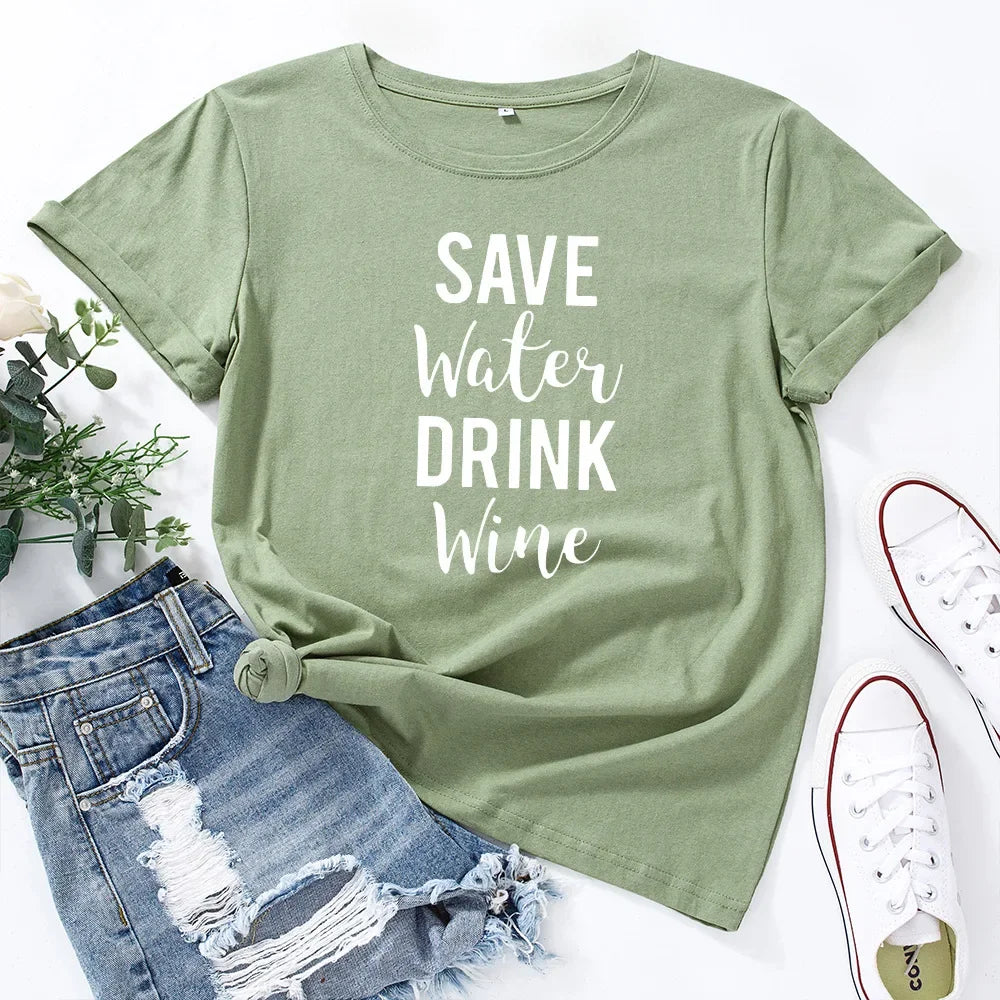 T Shirt imprimer en coton à manches courtes pour femmes