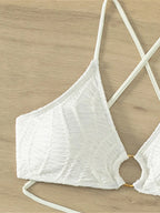 Maillot de bain trois pièces avec jupe froissée pour femmes