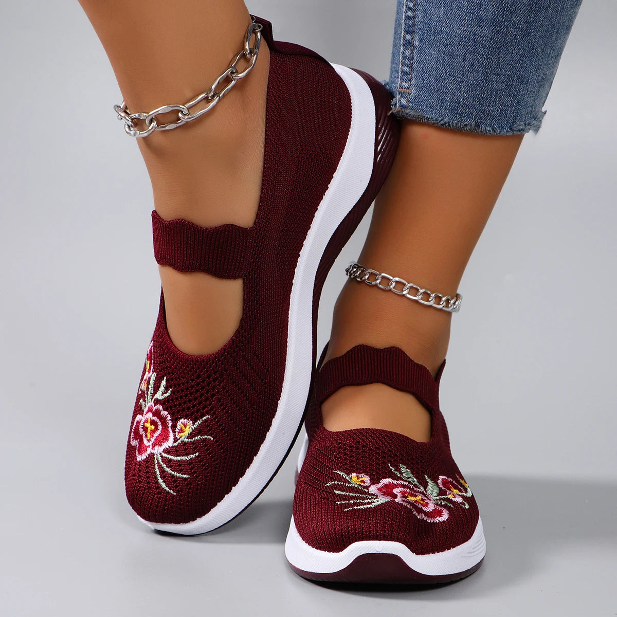 Chaussures plates d'été respirantes en maille pour femmes