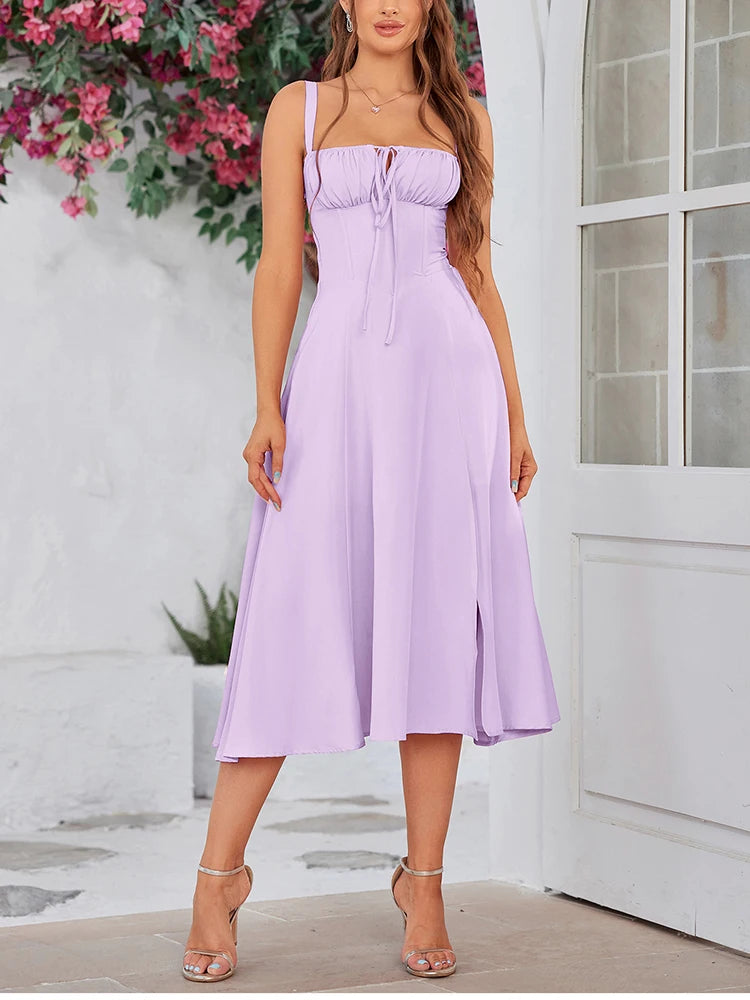 Robe Corset Midi Femme – Mousseline