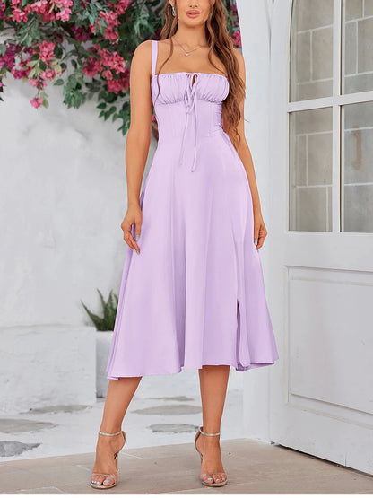 Robe Corset Midi Femme – Mousseline