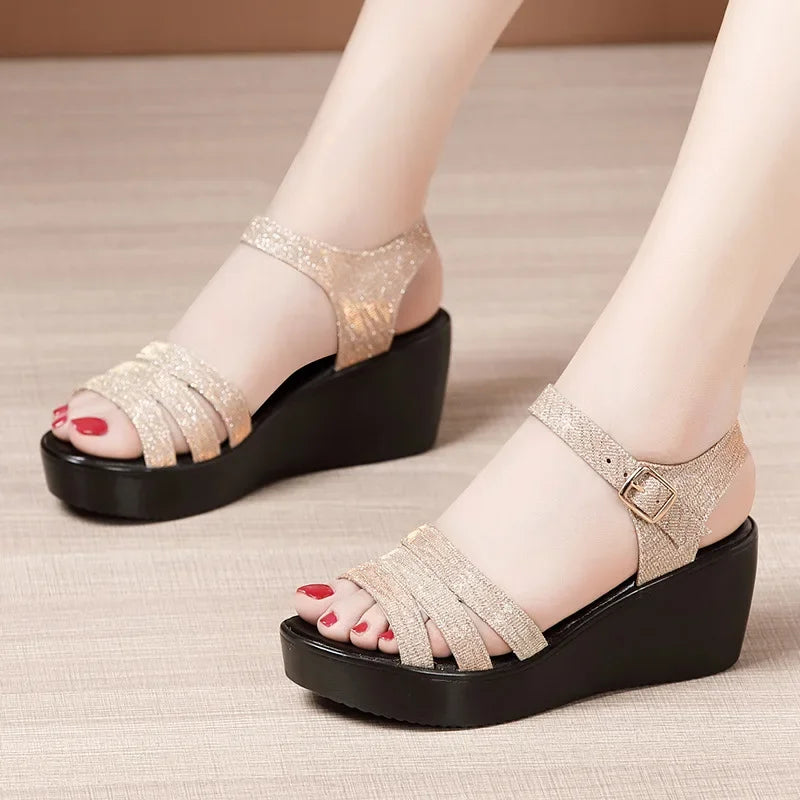 Sandales à talons compensés plate-forme d'été pour femmes