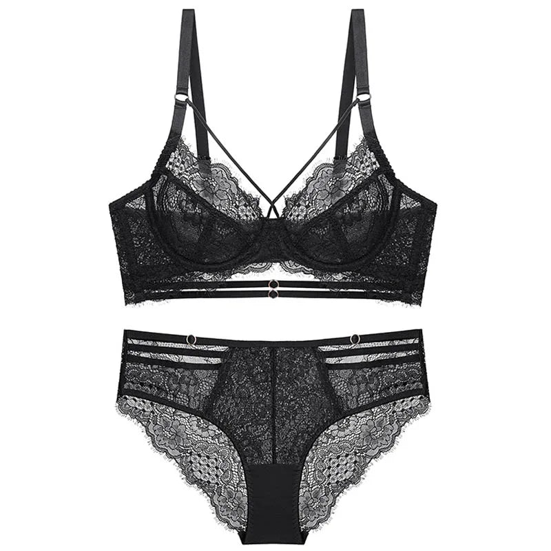 Ensemble soutien-Gorge Push Up et culotte en dentelle pour femmes