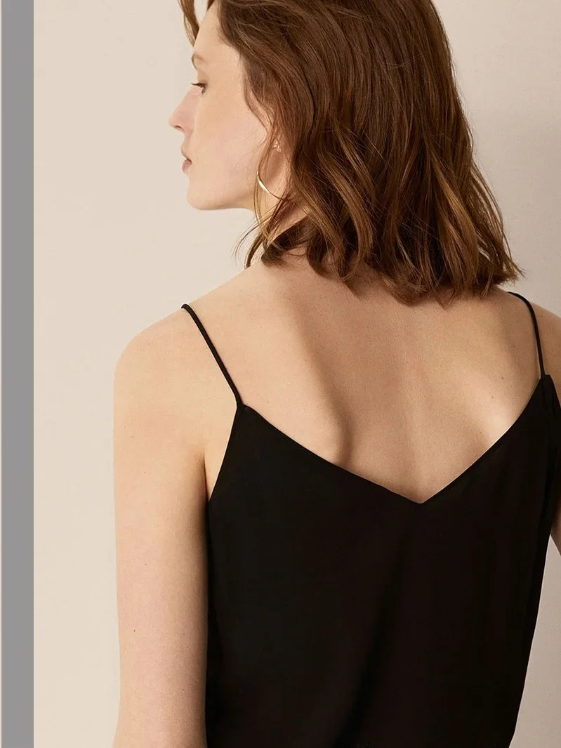 Haut à bretelles en fibre de satin pour femmes