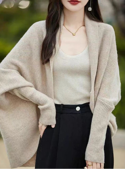 Cardigan en Maille Femme – Manches Chauve-Souris Élégantes