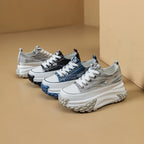 Baskets à semelle compensée en jean pour femmes