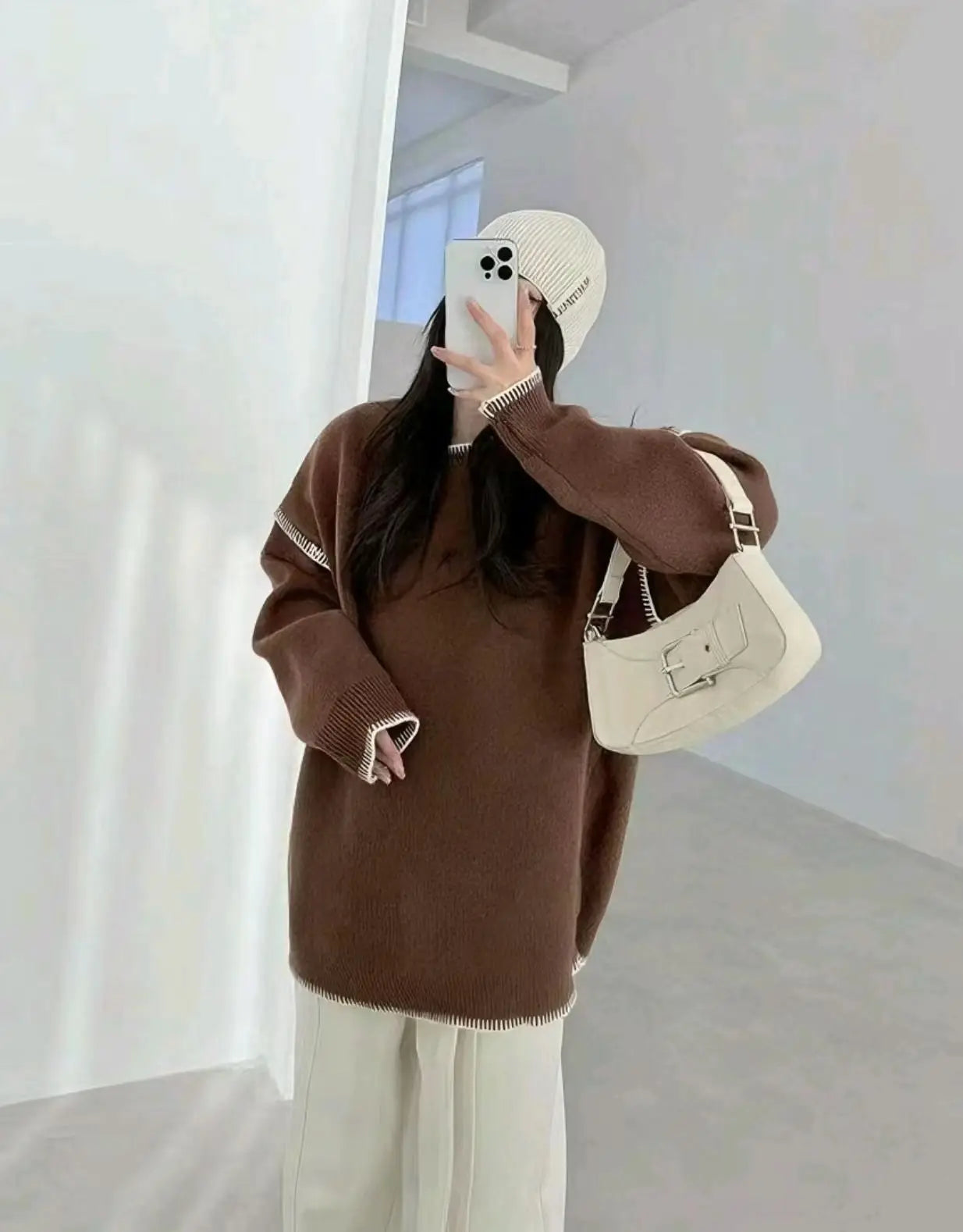 Pull décontracté à col rond tendance pour femmes