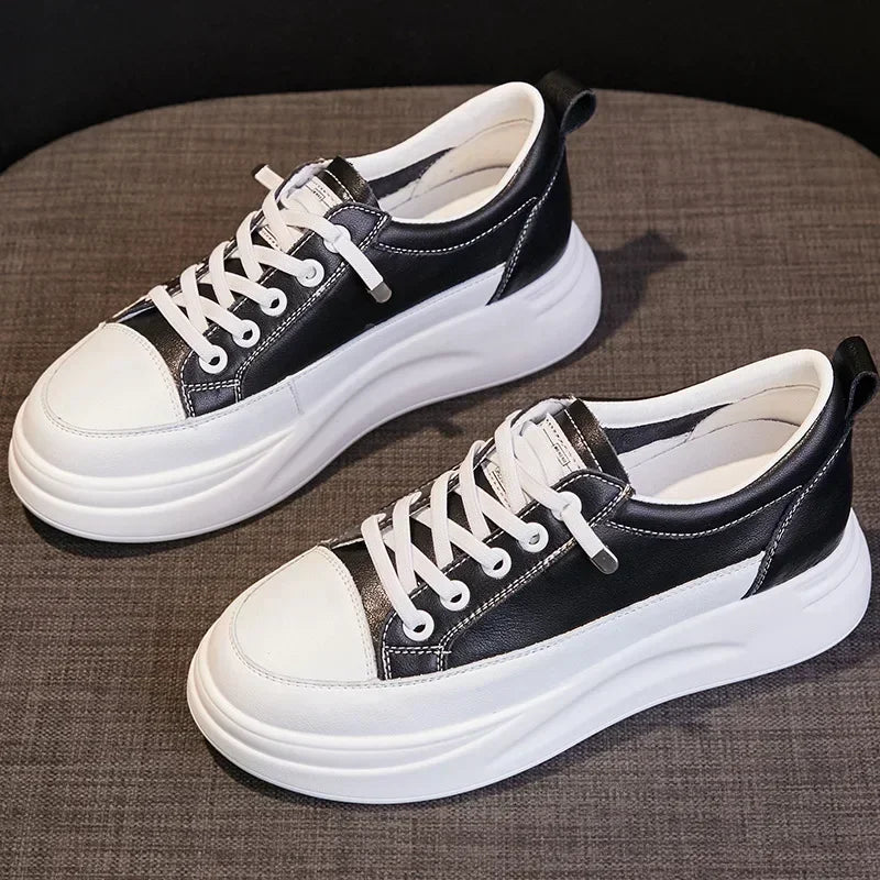 Baskets en cuir véritable respirante pour femmes