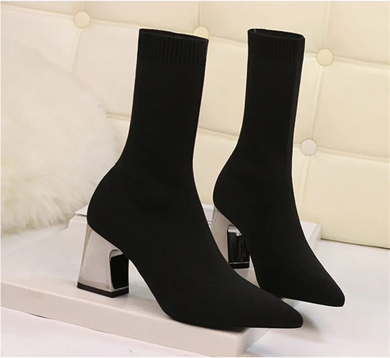 Bottines extensibles en tricot de haute qualité pour femmes