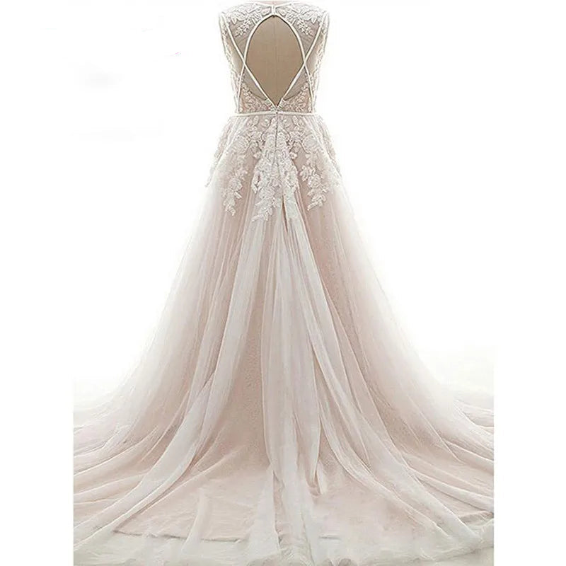 Robe de mariée sexy en tulle et dentelle, pour femmes