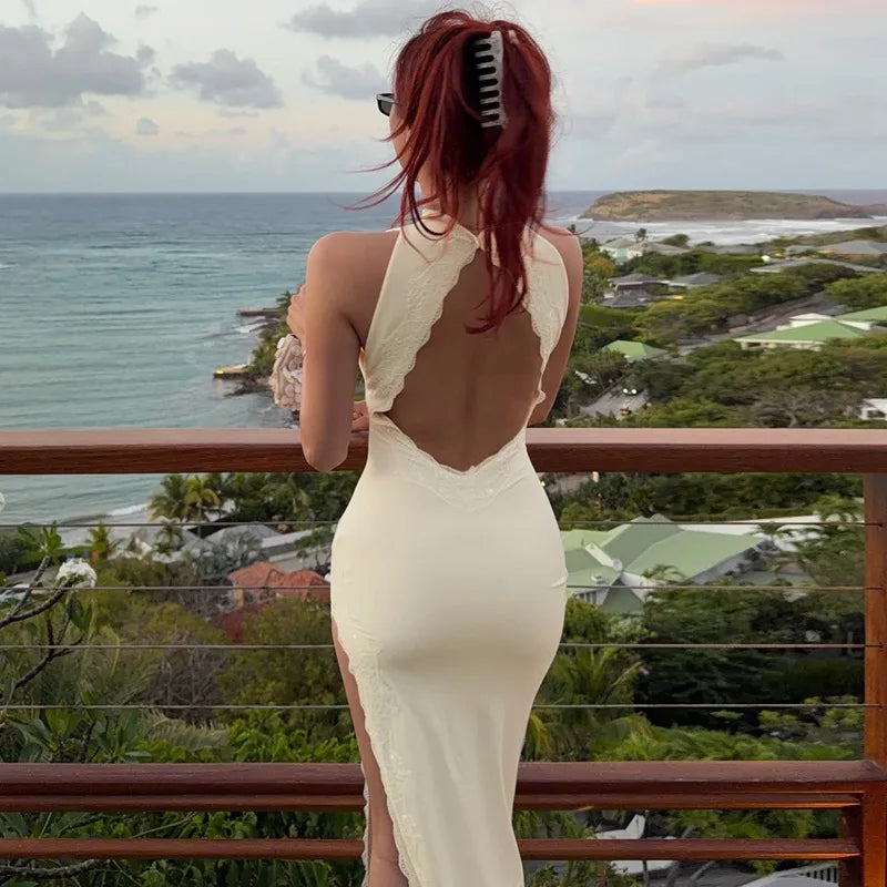 Robe maxi sans manches et dos nu pour femmes