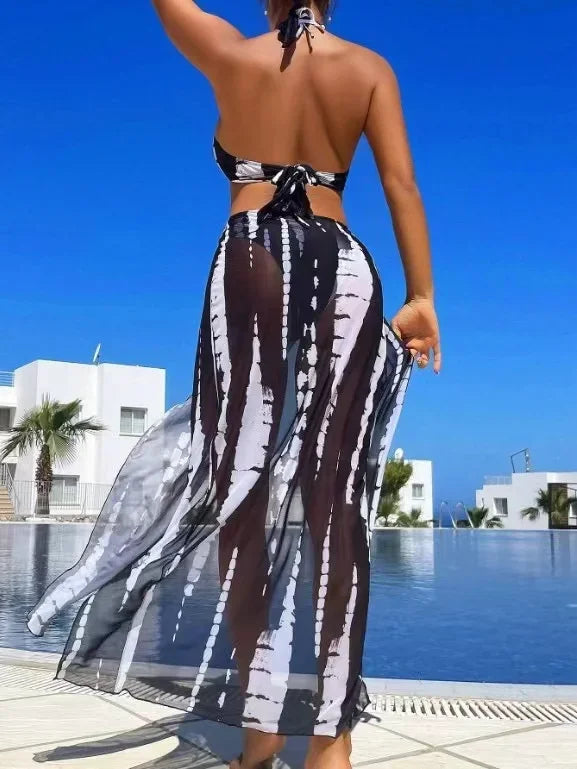 Maillot de bain noir trois pièces pour femmes