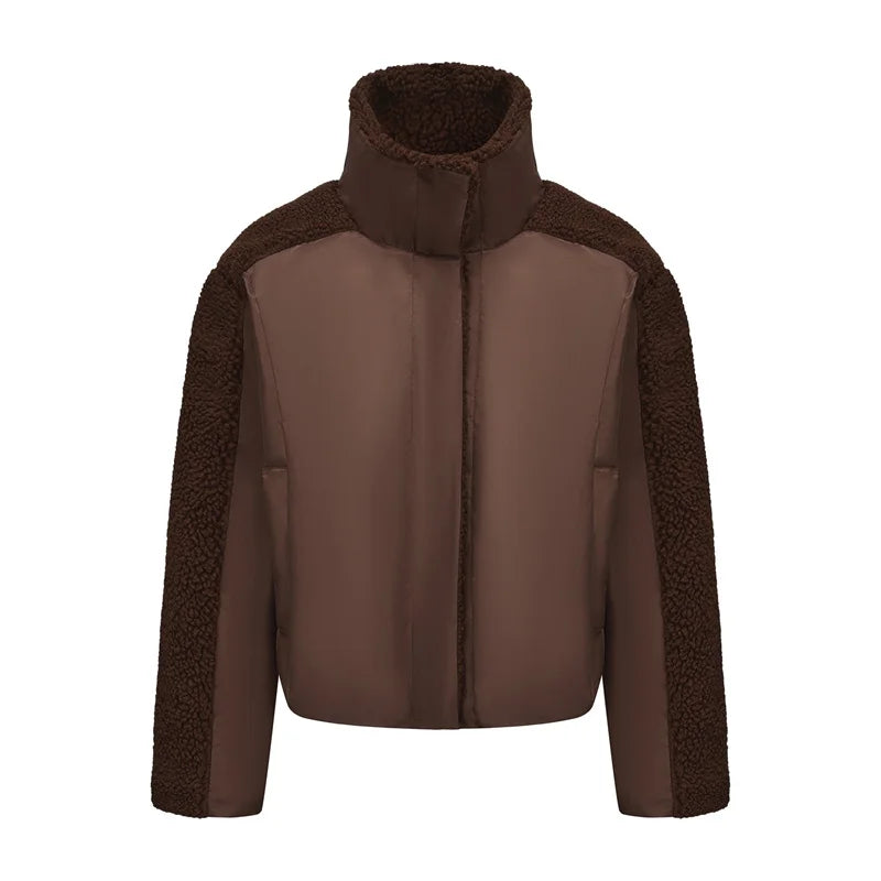 Manteau épissé en laine d'agneau pour femmes