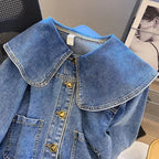 Veste en jean à col de poupée pour femmes