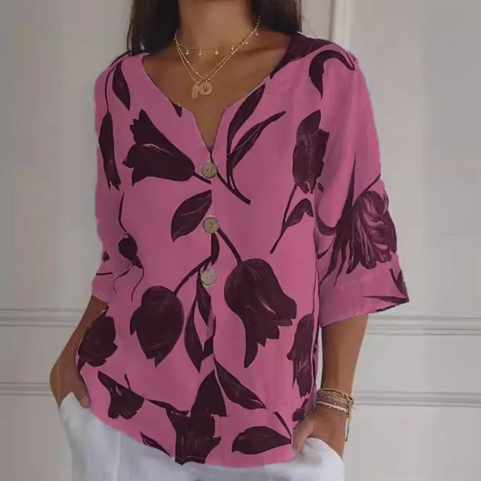 Chemise à col trois quarts pour femmes