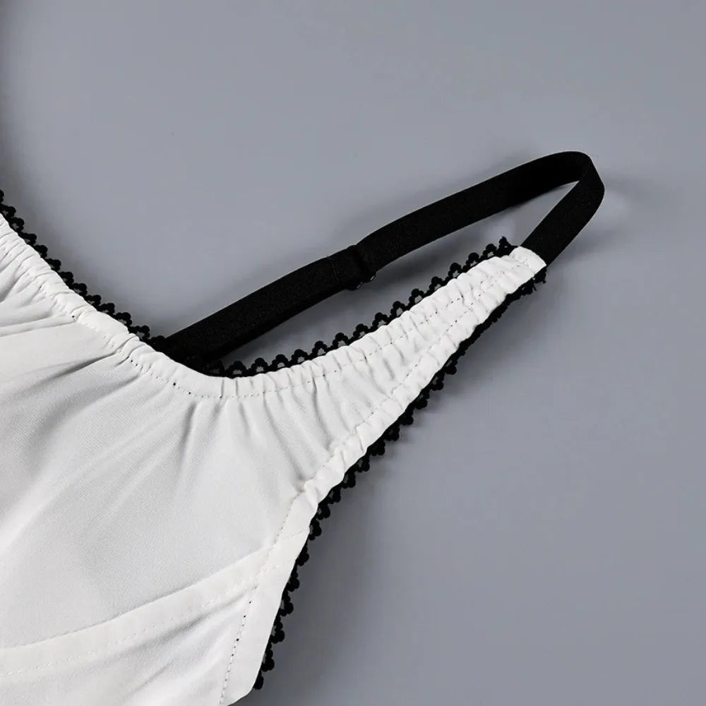 Débardeur Corset Femme – Satin, Col Carré et Dentelle