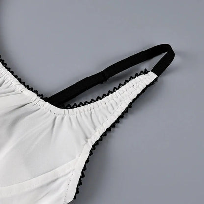 Débardeur Corset Femme – Satin, Col Carré et Dentelle