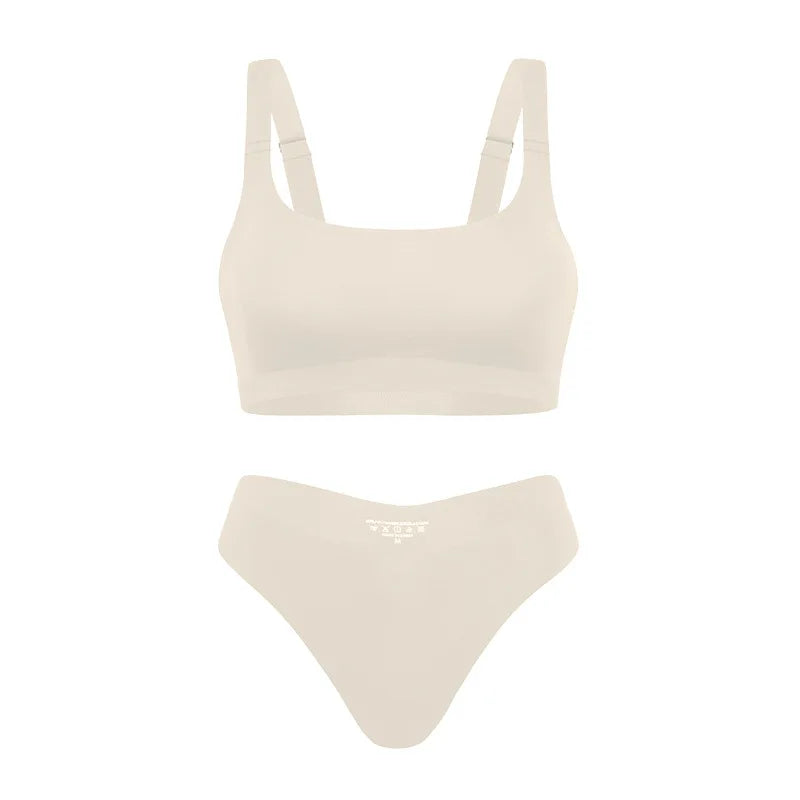 Ensemble de sous-vêtements imprimé léopard sans couture soutien-gorge et string pour femmes