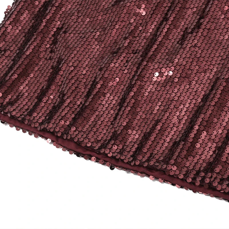 Robes à paillettes avec col en V profond pour femmes