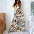 Robe maxi bohème sexy à décolleté plongeant pour femmes