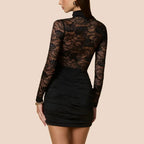 Mini robe moulante en dentelle transparente pour femmes