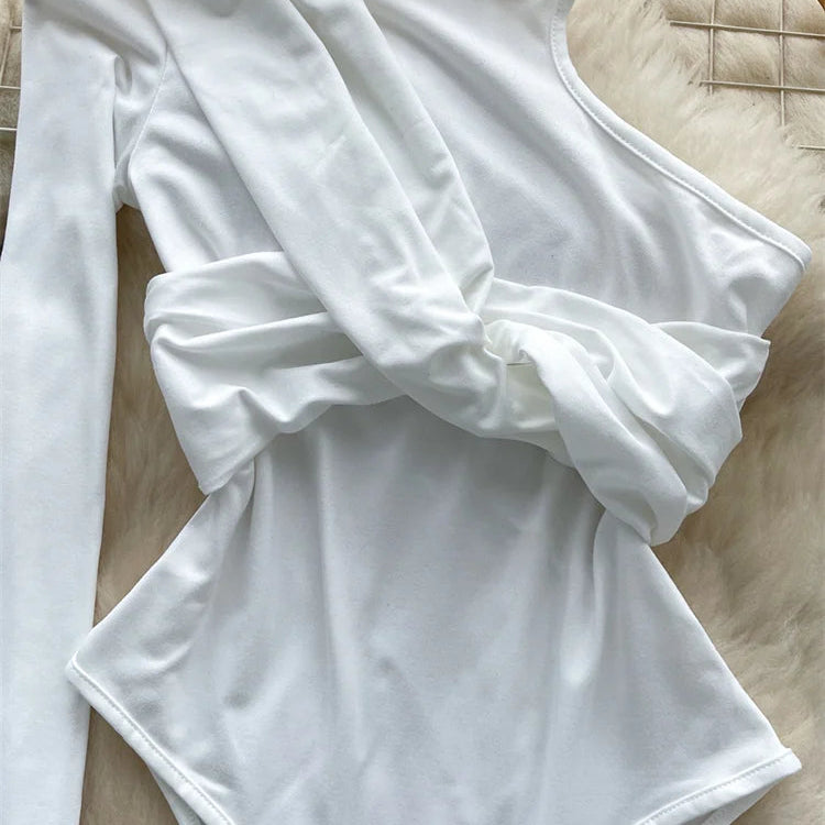 Body à une épaule irrégulière pour femmes