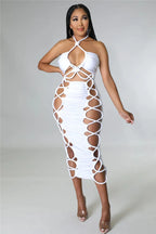 Robe moulante verte à col licou pour femmes