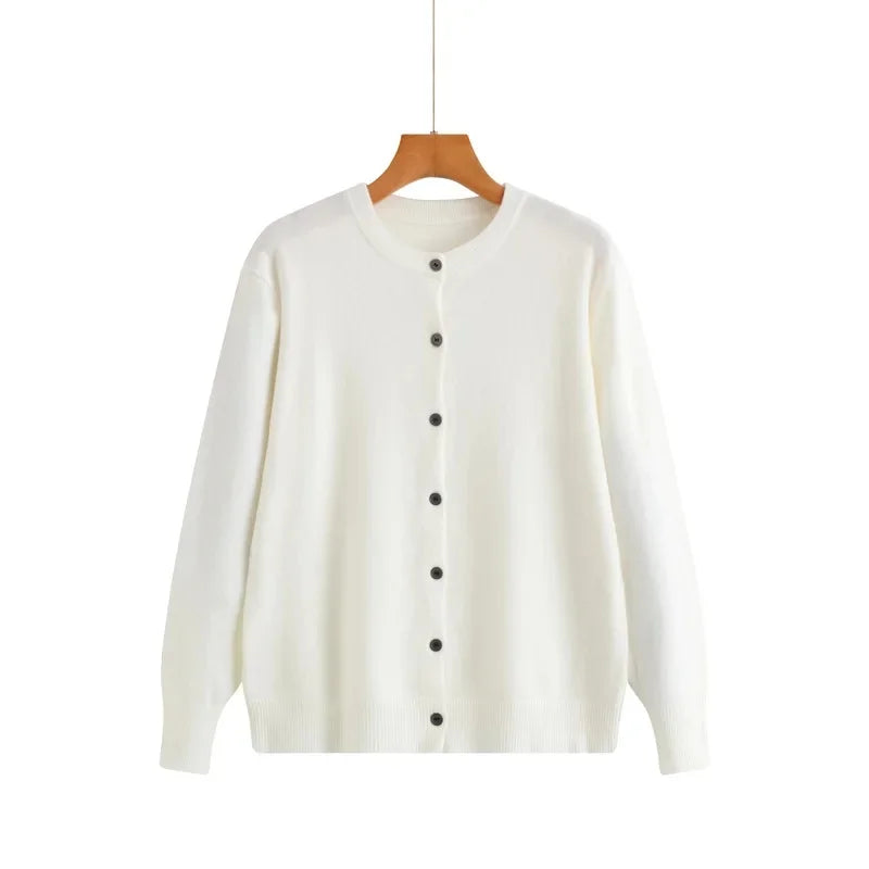 Cardigan tricoté à col rond pour femmes