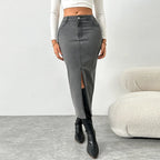 Jupe moulante droite vintage en jean pour femmes
