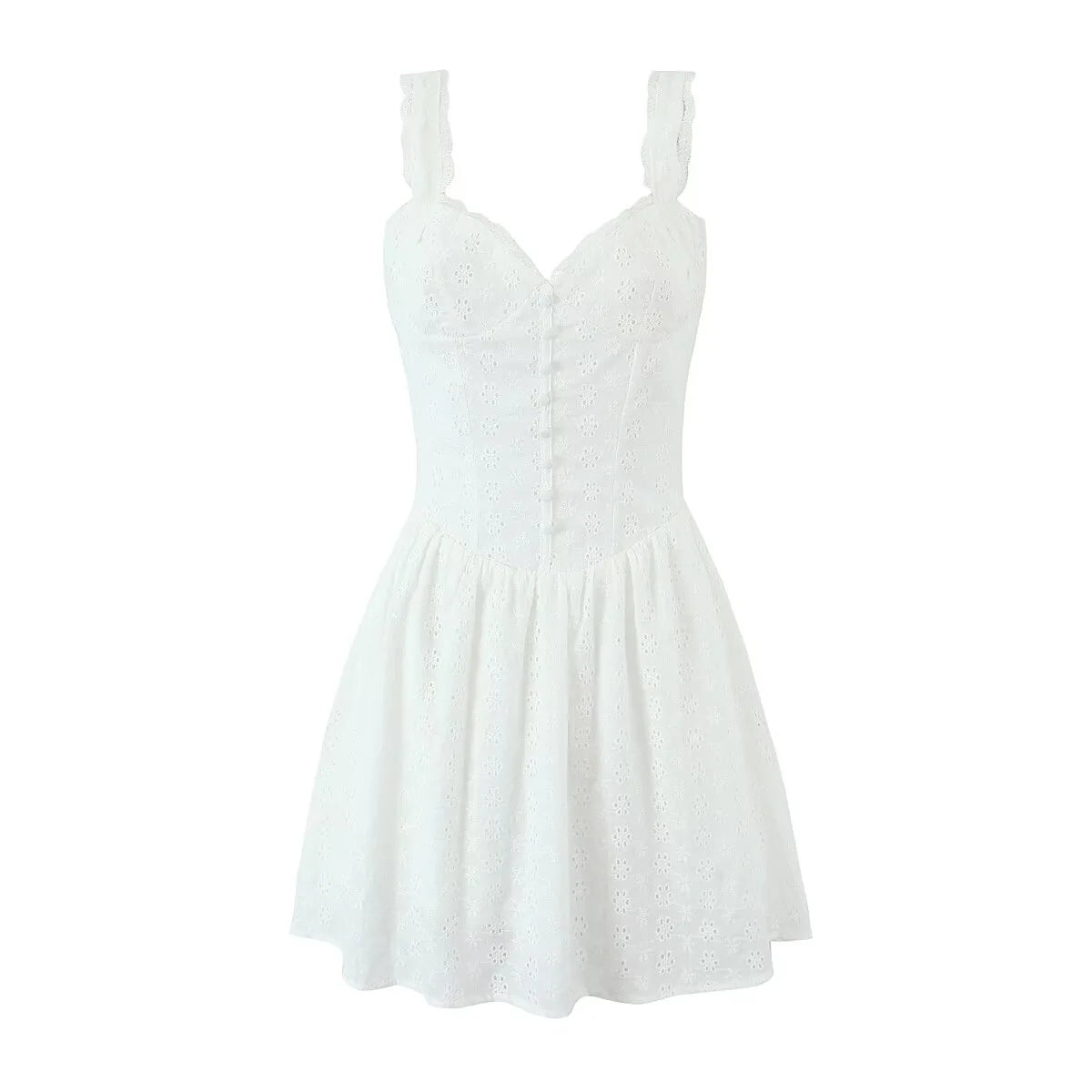 Robe courte sexy à bretelles en dentelle et col en V pour femmes