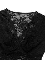 Body col en v profond noir dentelle pour femmes