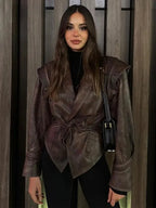 Veste en similicuir pour femmes
