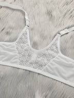 Soutien-gorge grande taille en dentelle brodée avec bouton avant pour femmes